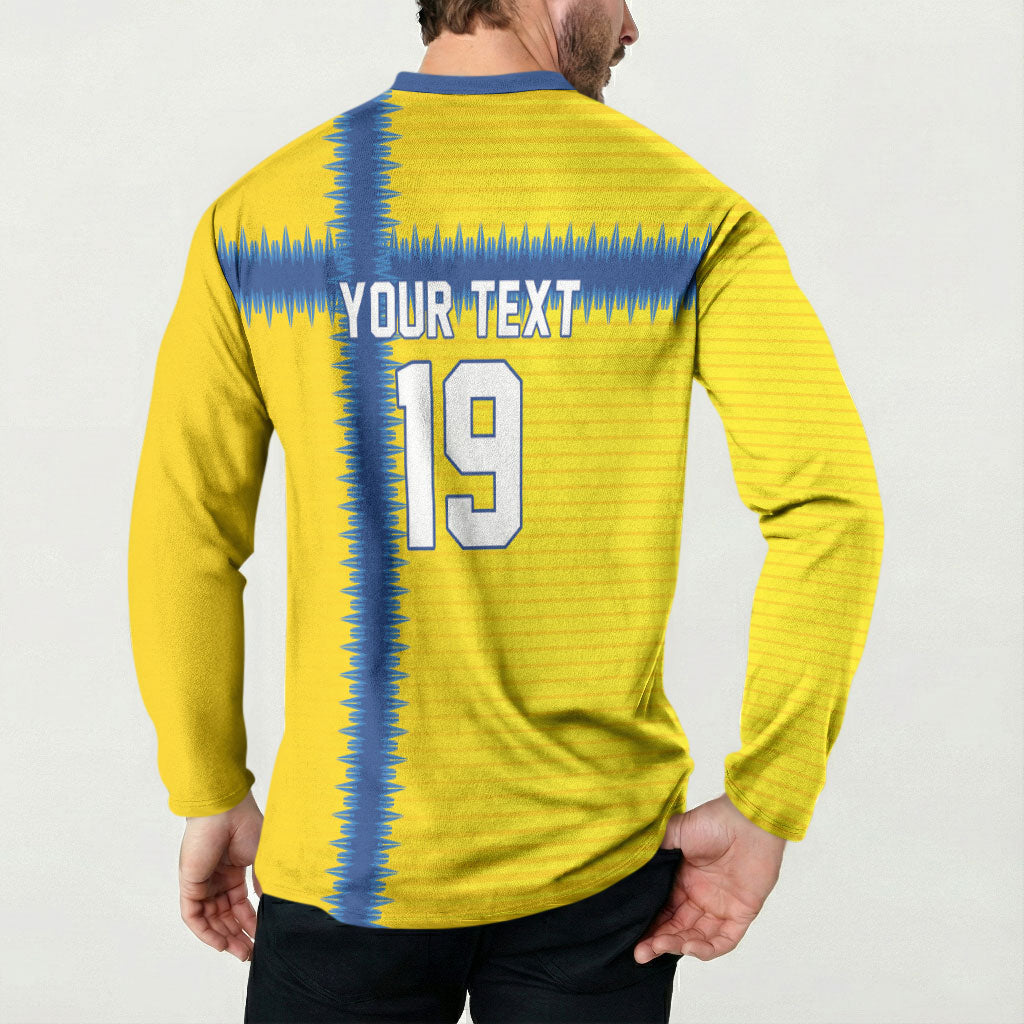 Custom World Football 2026 Sweden Button Sweatshirt Go Blagult Viking Glory