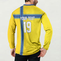 Custom World Football 2026 Sweden Button Sweatshirt Go Blagult Viking Glory