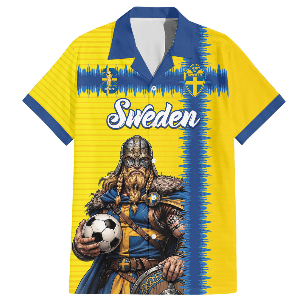 Custom World Football 2026 Sweden Hawaiian Shirt Go Blagult Viking Glory