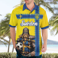 Custom World Football 2026 Sweden Hawaiian Shirt Go Blagult Viking Glory