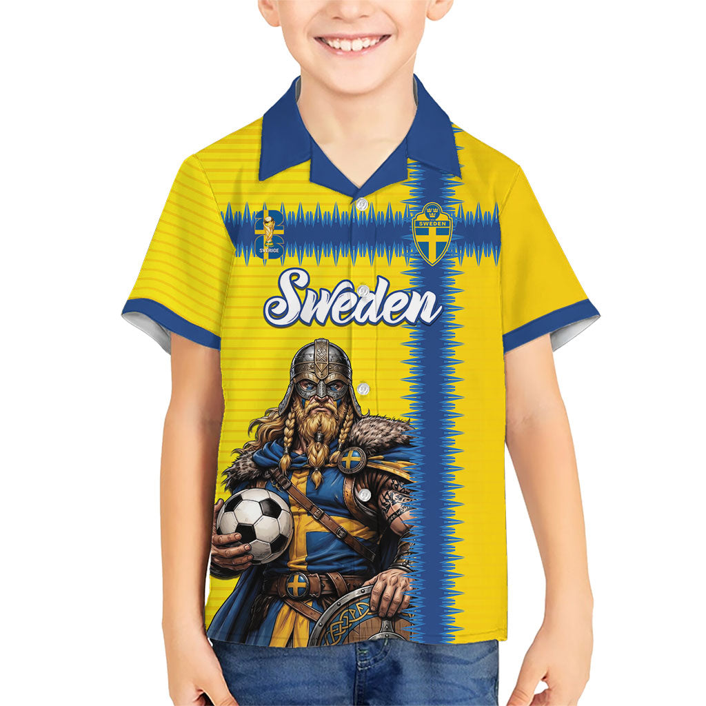 Custom World Football 2026 Sweden Hawaiian Shirt Go Blagult Viking Glory