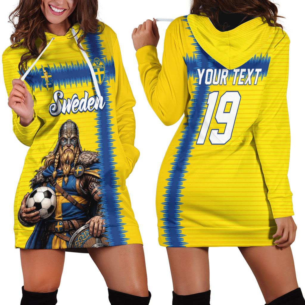 Custom World Football 2026 Sweden Hoodie Dress Go Blagult Viking Glory