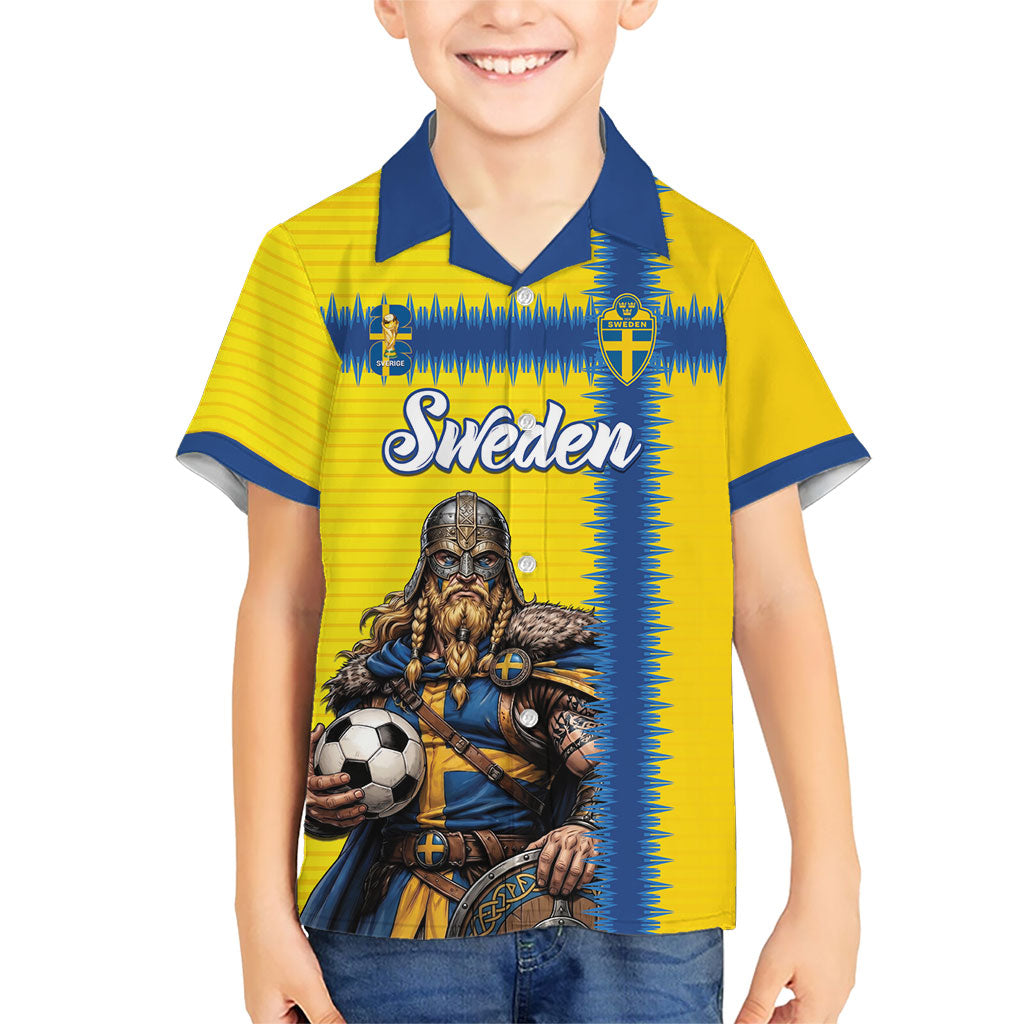 Custom World Football 2026 Sweden Kid Hawaiian Shirt Go Blagult Viking Glory