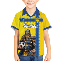 Custom World Football 2026 Sweden Kid Hawaiian Shirt Go Blagult Viking Glory