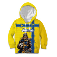 Custom World Football 2026 Sweden Kid Hoodie Go Blagult Viking Glory