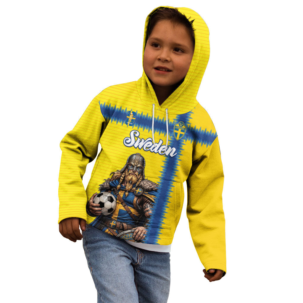Custom World Football 2026 Sweden Kid Hoodie Go Blagult Viking Glory