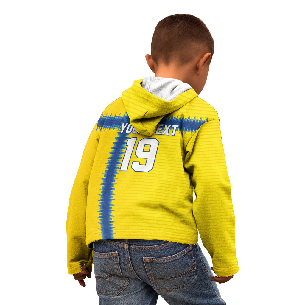 Custom World Football 2026 Sweden Kid Hoodie Go Blagult Viking Glory