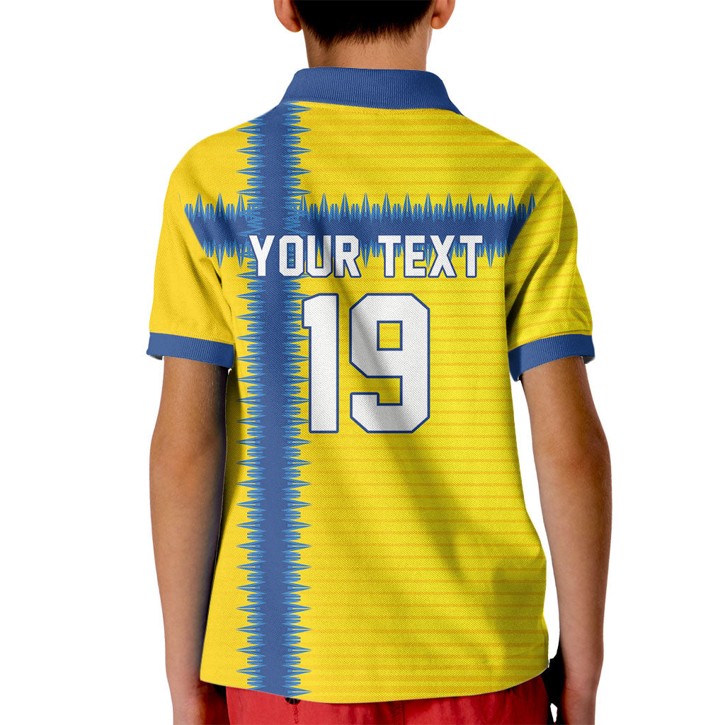 Custom World Football 2026 Sweden Kid Polo Shirt Go Blagult Viking Glory