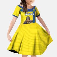 Custom World Football 2026 Sweden Kid Short Sleeve Dress Go Blagult Viking Glory