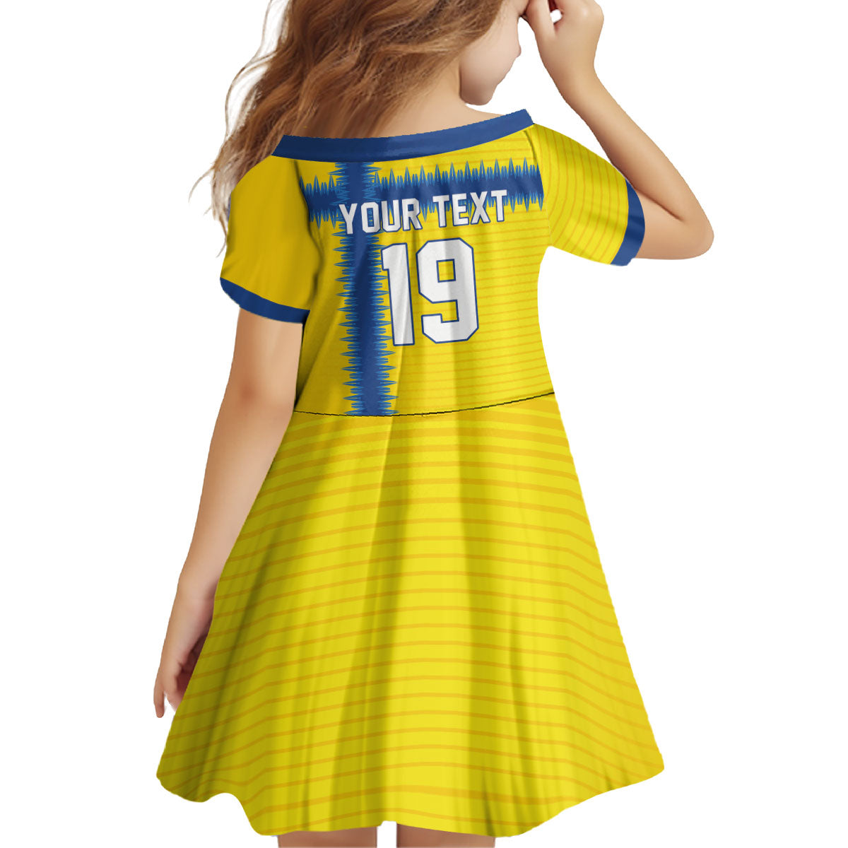 Custom World Football 2026 Sweden Kid Short Sleeve Dress Go Blagult Viking Glory