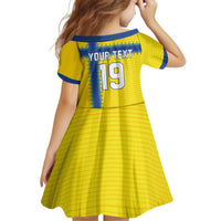 Custom World Football 2026 Sweden Kid Short Sleeve Dress Go Blagult Viking Glory