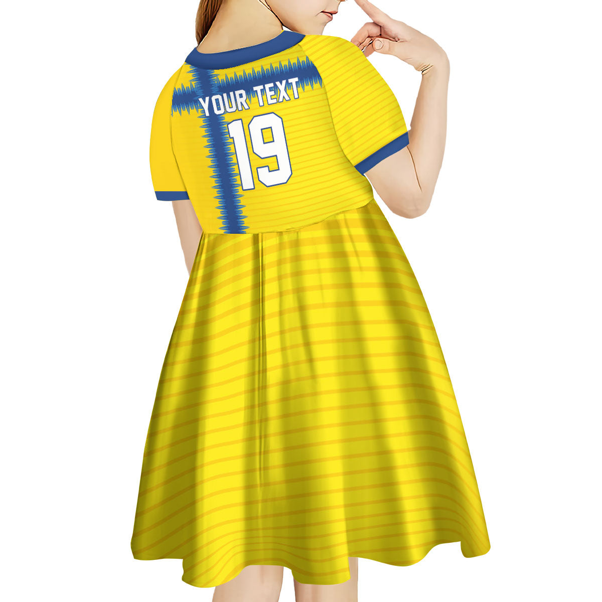 Custom World Football 2026 Sweden Kid Short Sleeve Dress Go Blagult Viking Glory
