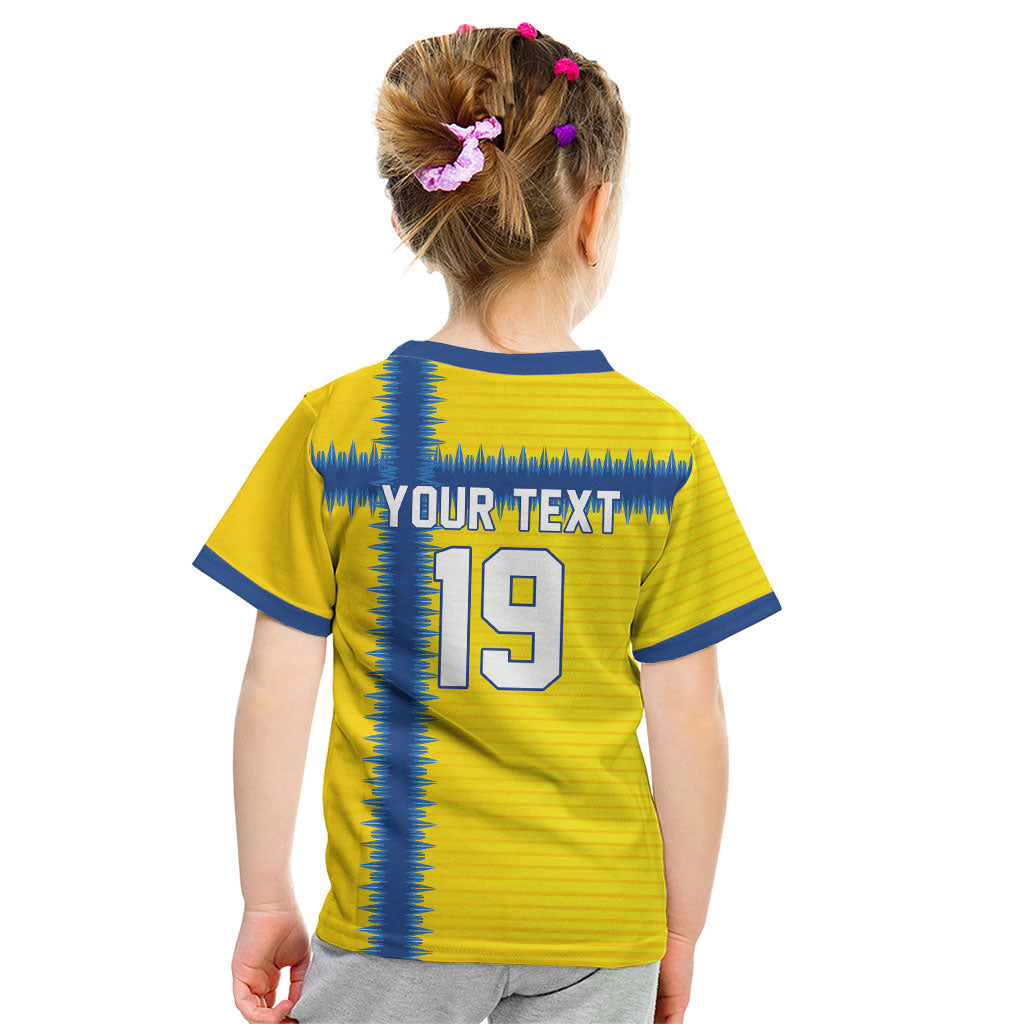 Custom World Football 2026 Sweden Kid T Shirt Go Blagult Viking Glory