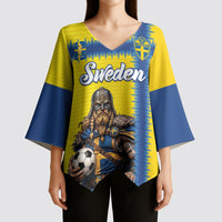 Custom World Football 2026 Sweden Kimono Sleeve Blouse Go Blagult Viking Glory