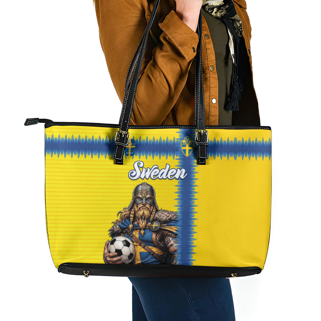 World Football 2026 Sweden Leather Tote Bag Go Blagult Viking Glory