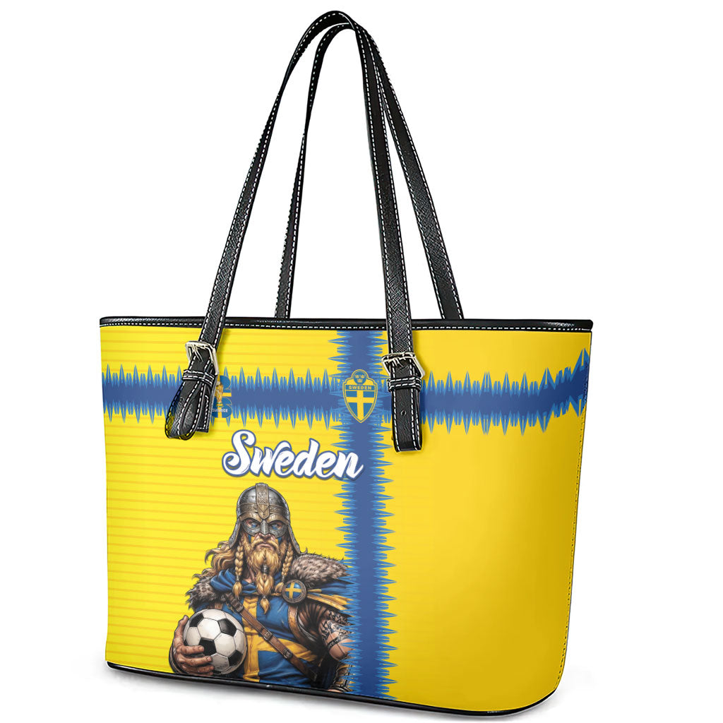 World Football 2026 Sweden Leather Tote Bag Go Blagult Viking Glory