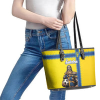 World Football 2026 Sweden Leather Tote Bag Go Blagult Viking Glory