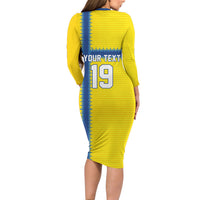 Custom World Football 2026 Sweden Long Sleeve Bodycon Dress Go Blagult Viking Glory