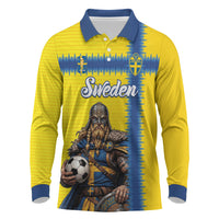 Custom World Football 2026 Sweden Long Sleeve Polo Shirt Go Blagult Viking Glory