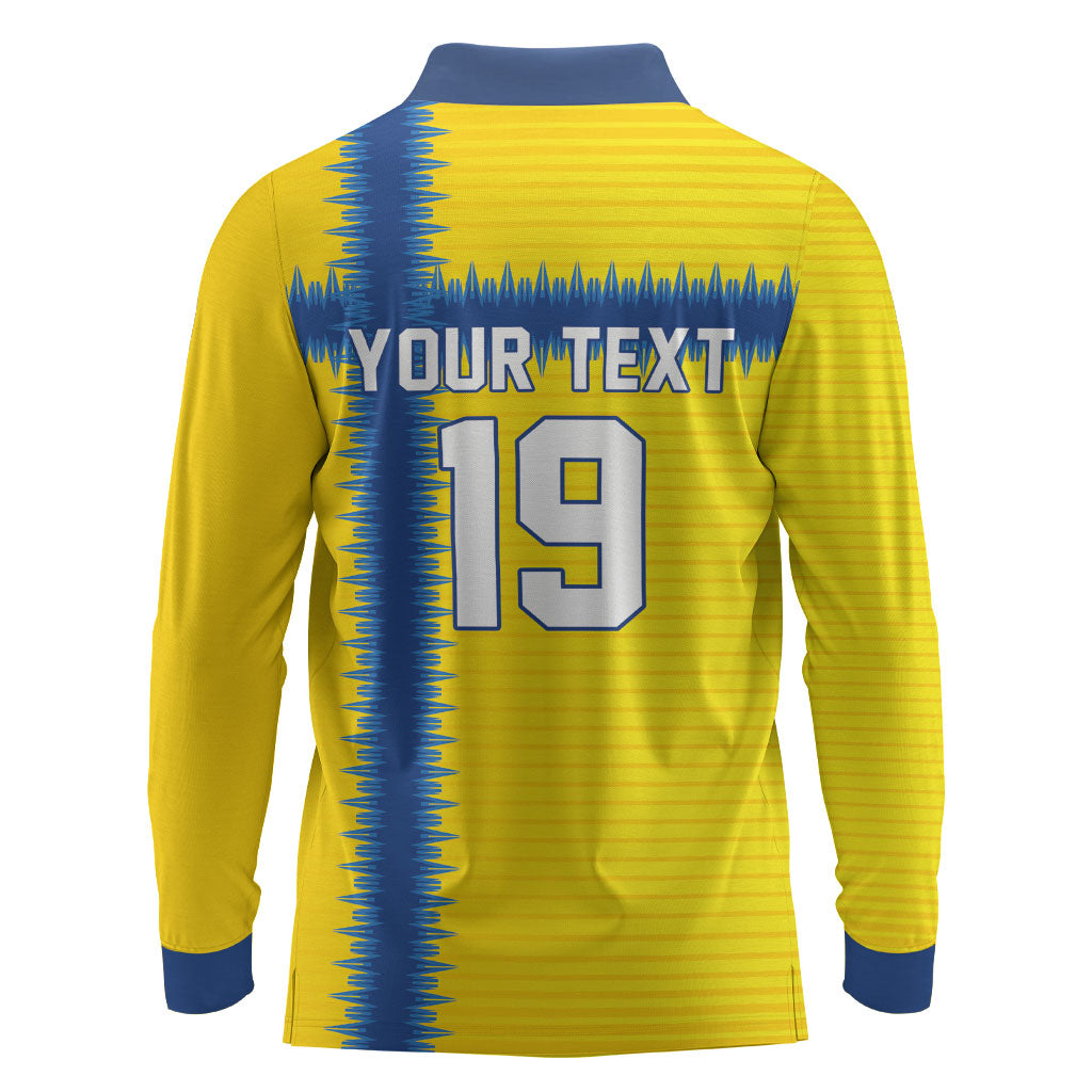 Custom World Football 2026 Sweden Long Sleeve Polo Shirt Go Blagult Viking Glory