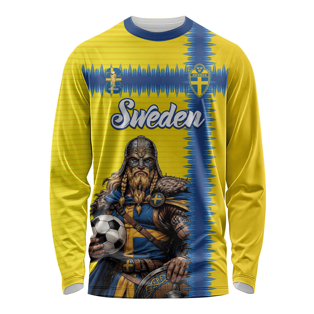 Custom World Football 2026 Sweden Long Sleeve Shirt Go Blagult Viking Glory
