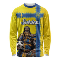 Custom World Football 2026 Sweden Long Sleeve Shirt Go Blagult Viking Glory