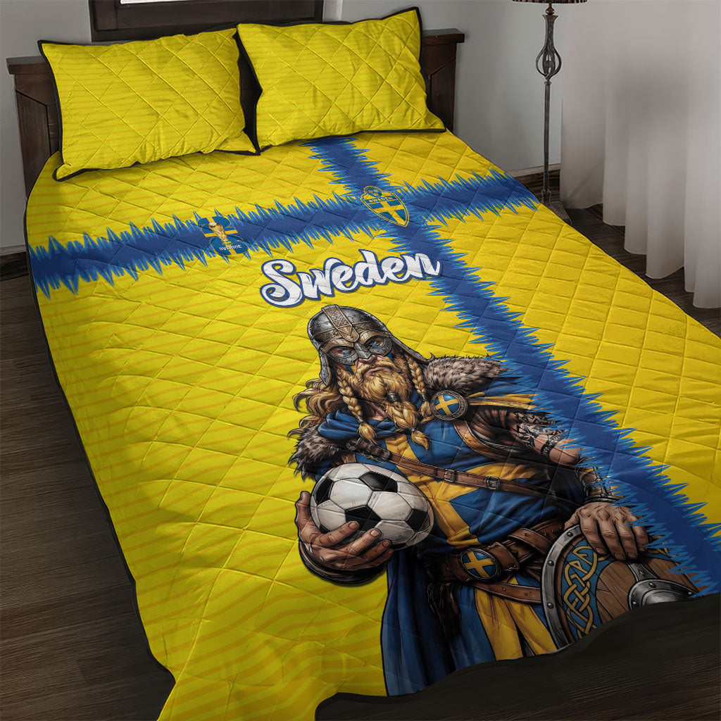 World Football 2026 Sweden Quilt Bed Set Go Blagult Viking Glory