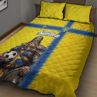 World Football 2026 Sweden Quilt Bed Set Go Blagult Viking Glory