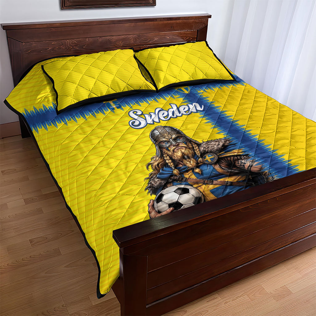 World Football 2026 Sweden Quilt Bed Set Go Blagult Viking Glory