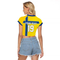 Custom World Football 2026 Sweden Raglan Cropped T Shirt Go Blagult Viking Glory