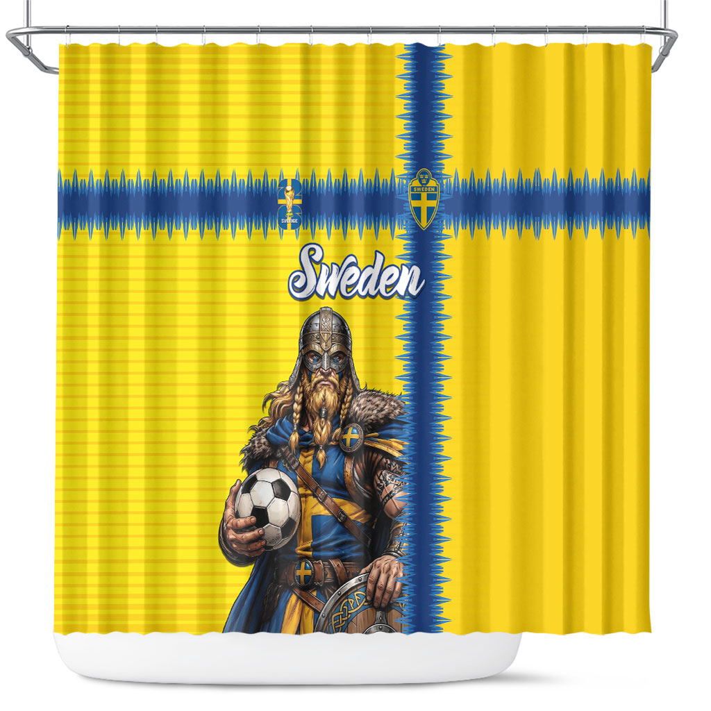 World Football 2026 Sweden Shower Curtain Go Blagult Viking Glory