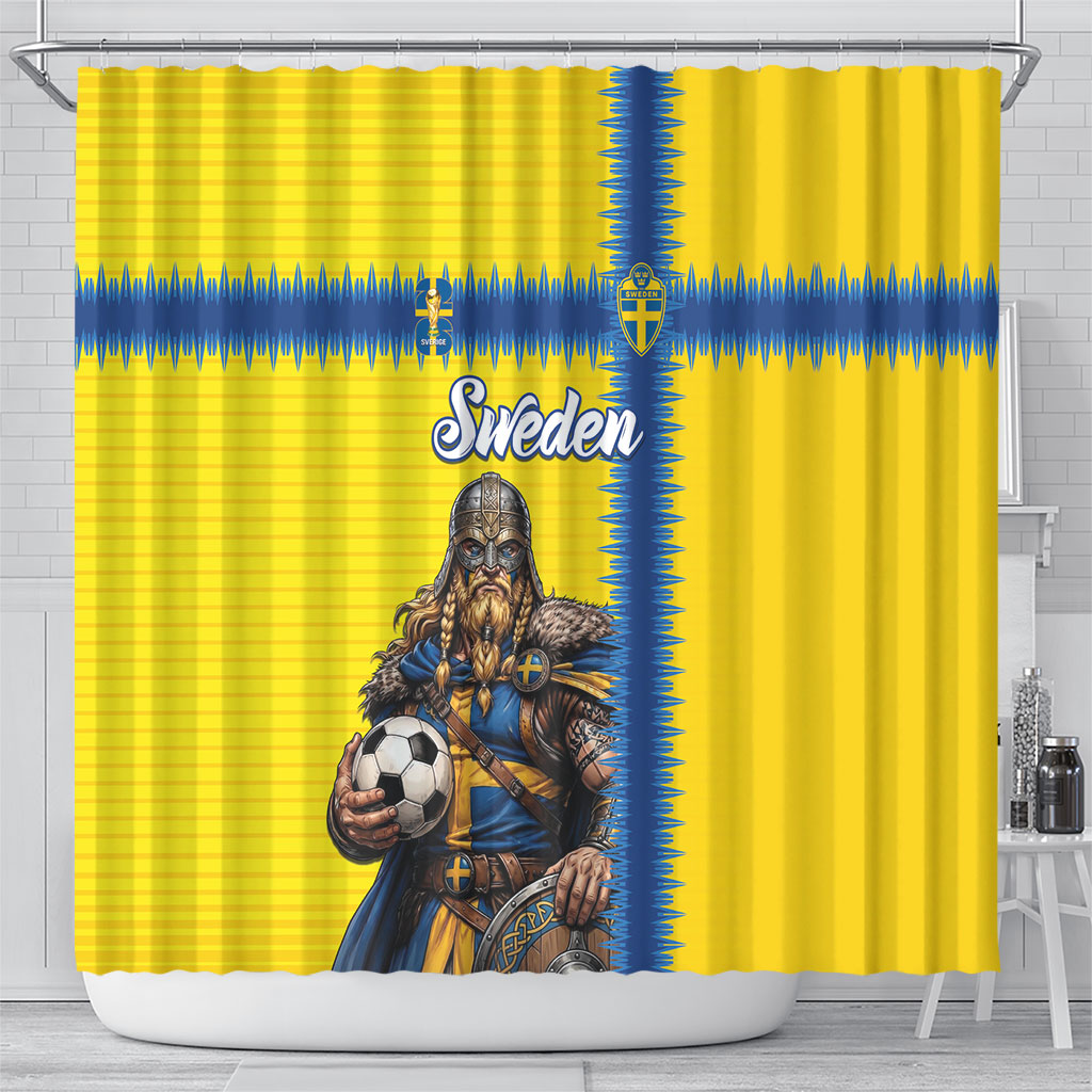 World Football 2026 Sweden Shower Curtain Go Blagult Viking Glory