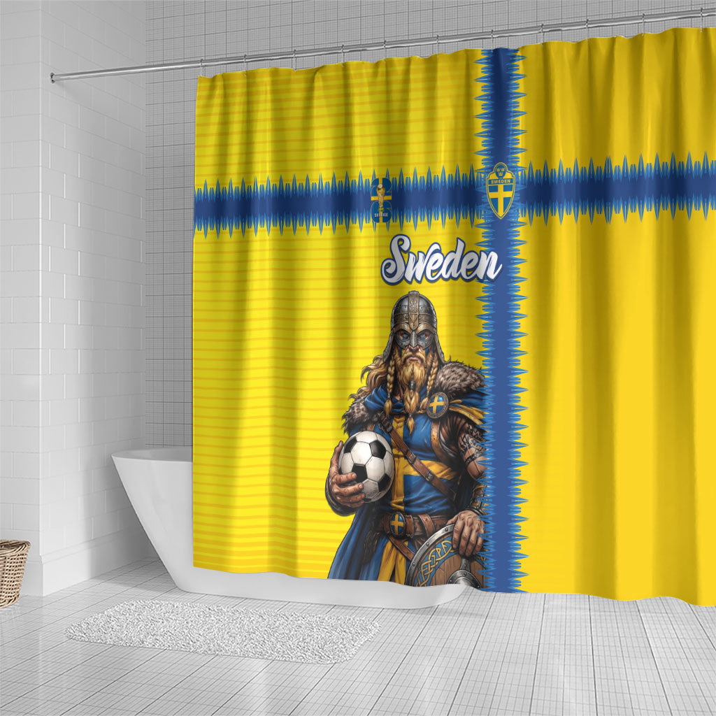 World Football 2026 Sweden Shower Curtain Go Blagult Viking Glory