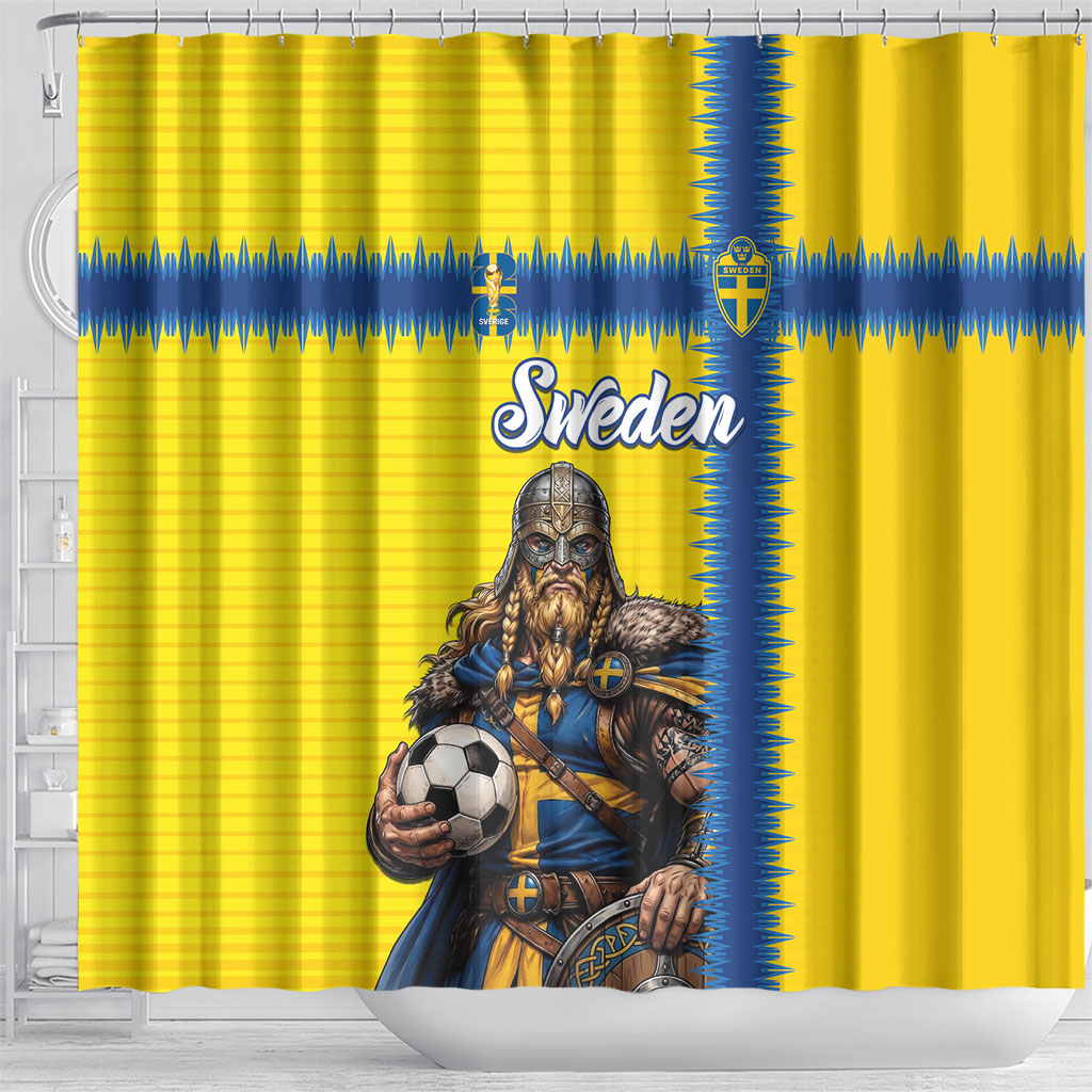 World Football 2026 Sweden Shower Curtain Go Blagult Viking Glory