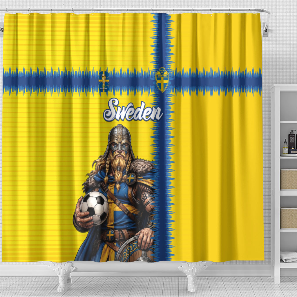 World Football 2026 Sweden Shower Curtain Go Blagult Viking Glory