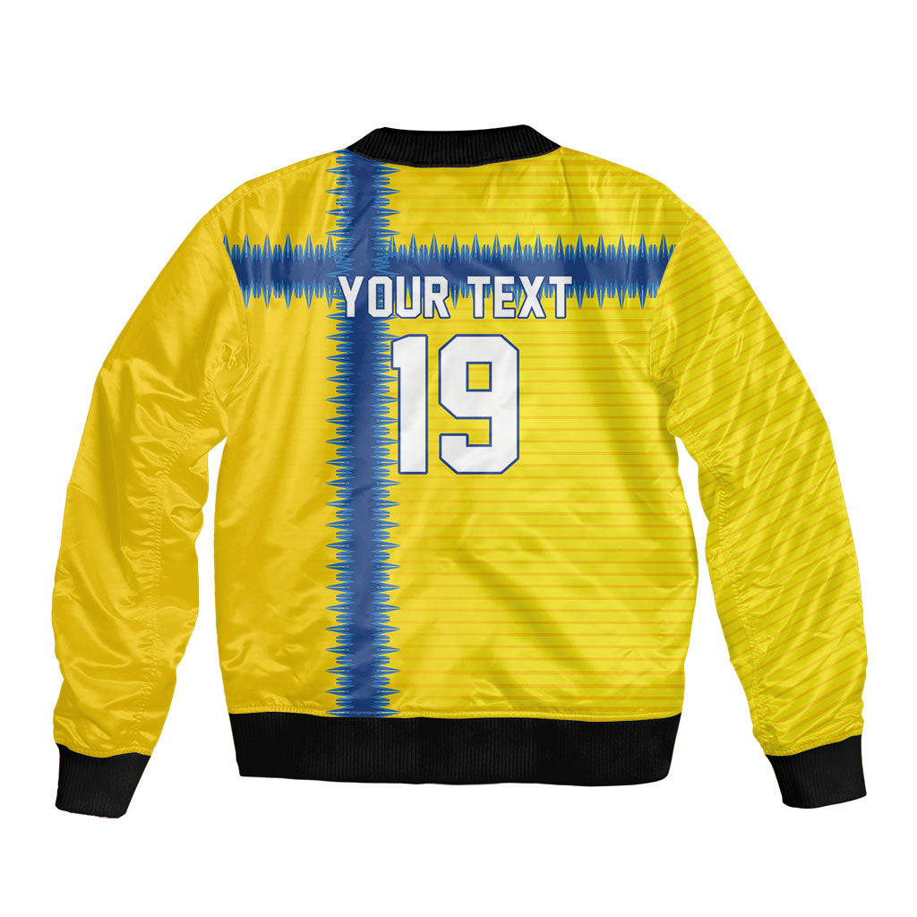 Custom World Football 2026 Sweden Sleeve Zip Bomber Jacket Go Blagult Viking Glory