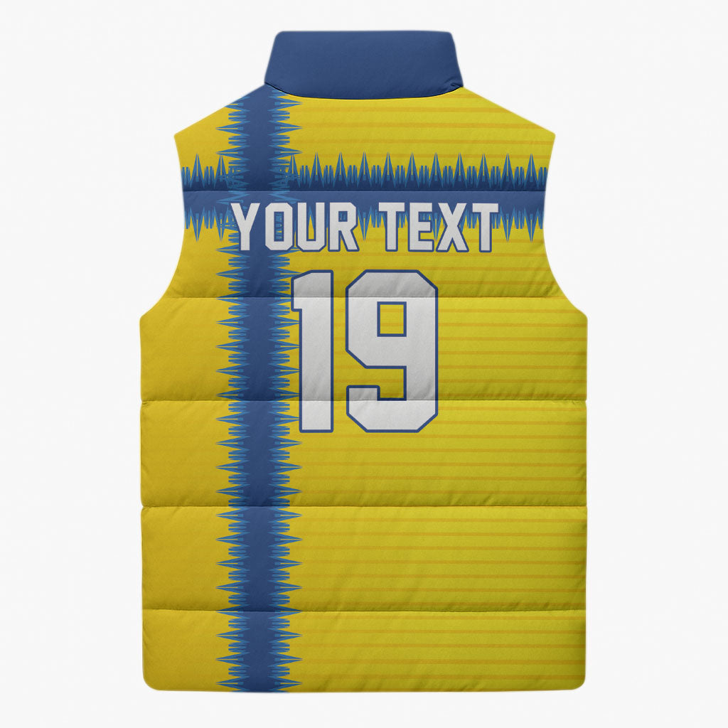Custom World Football 2026 Sweden Sleeveless Puffer Jacket Go Blagult Viking Glory