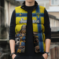 Custom World Football 2026 Sweden Sleeveless Puffer Jacket Go Blagult Viking Glory