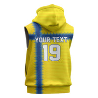 Custom World Football 2026 Sweden Sleeveless Zip Hoodie Go Blagult Viking Glory