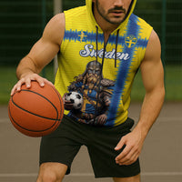 Custom World Football 2026 Sweden Sleeveless Zip Hoodie Go Blagult Viking Glory