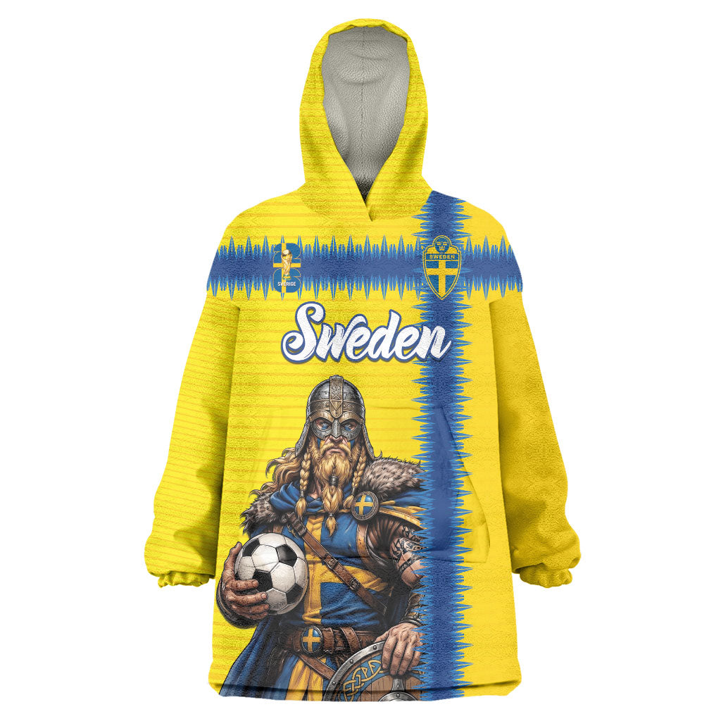 Custom World Football 2026 Sweden Wearable Blanket Hoodie Go Blagult Viking Glory