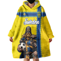 Custom World Football 2026 Sweden Wearable Blanket Hoodie Go Blagult Viking Glory