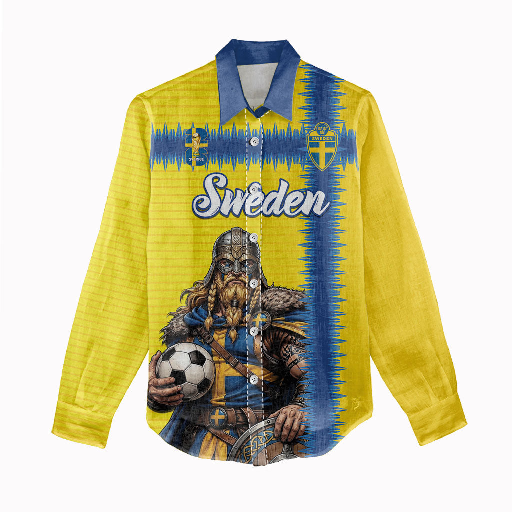 Custom World Football 2026 Sweden Women Casual Shirt Go Blagult Viking Glory