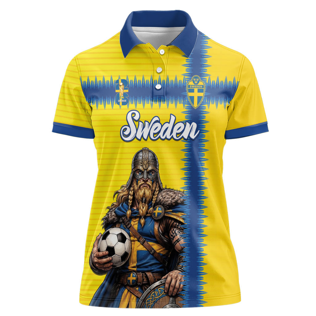 Custom World Football 2026 Sweden Women Polo Shirt Go Blagult Viking Glory