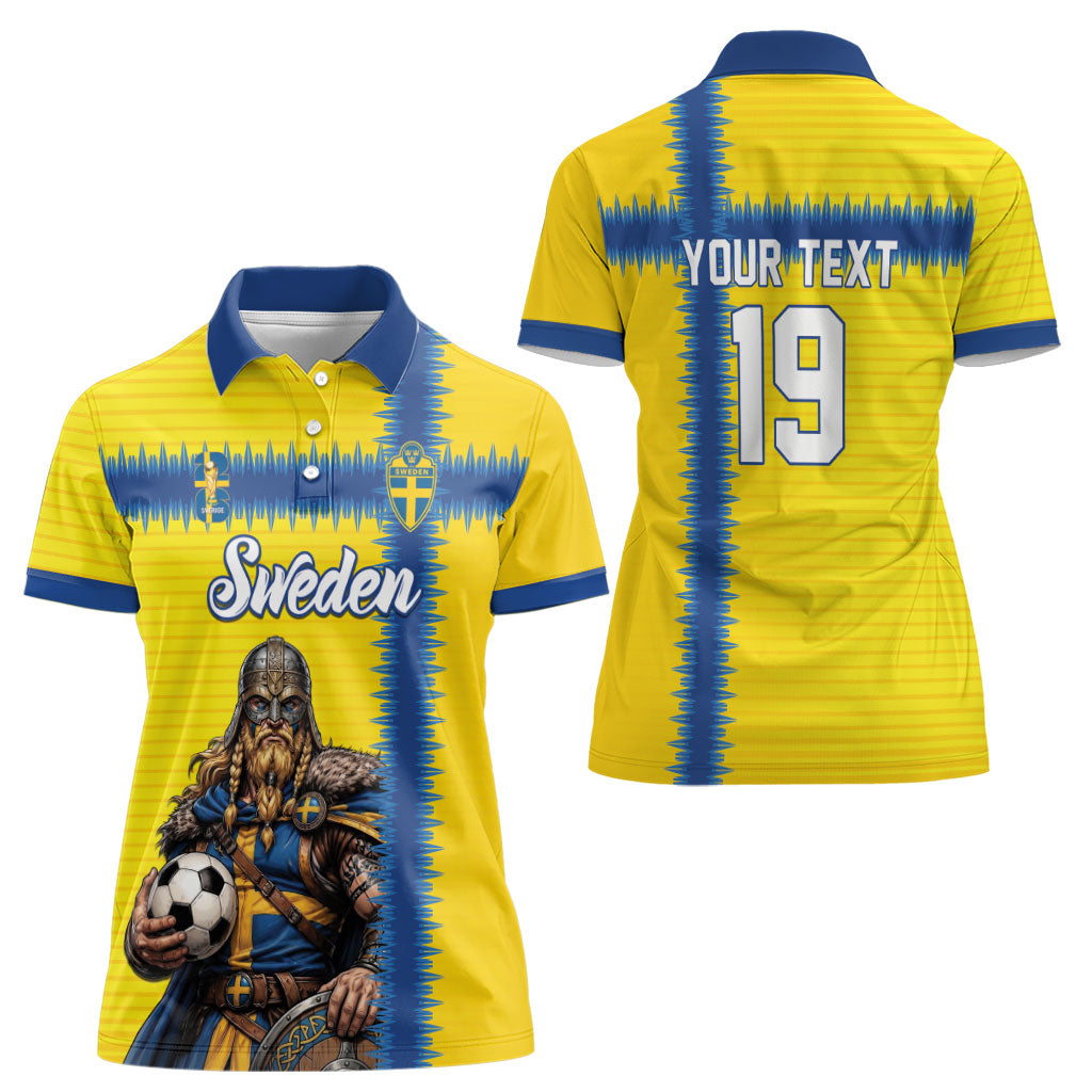 Custom World Football 2026 Sweden Women Polo Shirt Go Blagult Viking Glory