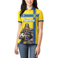 Custom World Football 2026 Sweden Women Polo Shirt Go Blagult Viking Glory