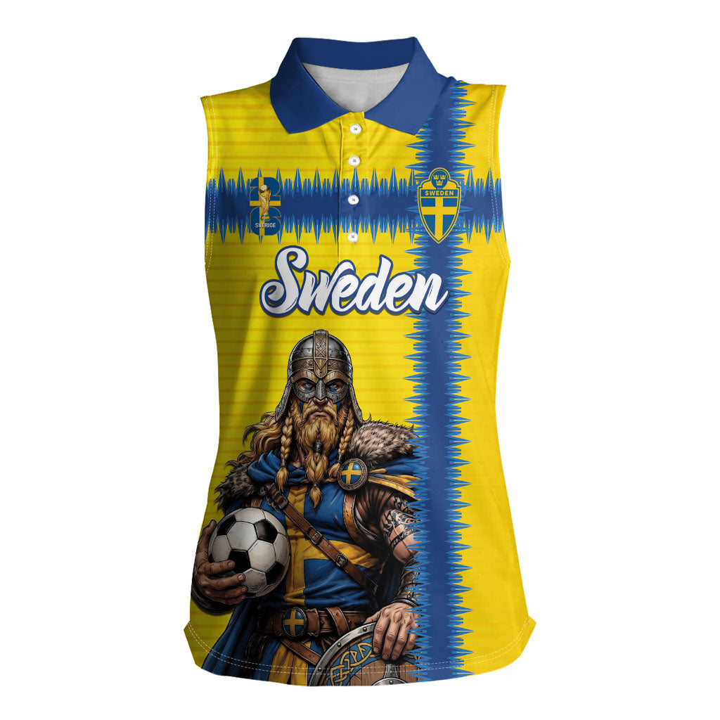 Custom World Football 2026 Sweden Women Sleeveless Polo Shirt Go Blagult Viking Glory
