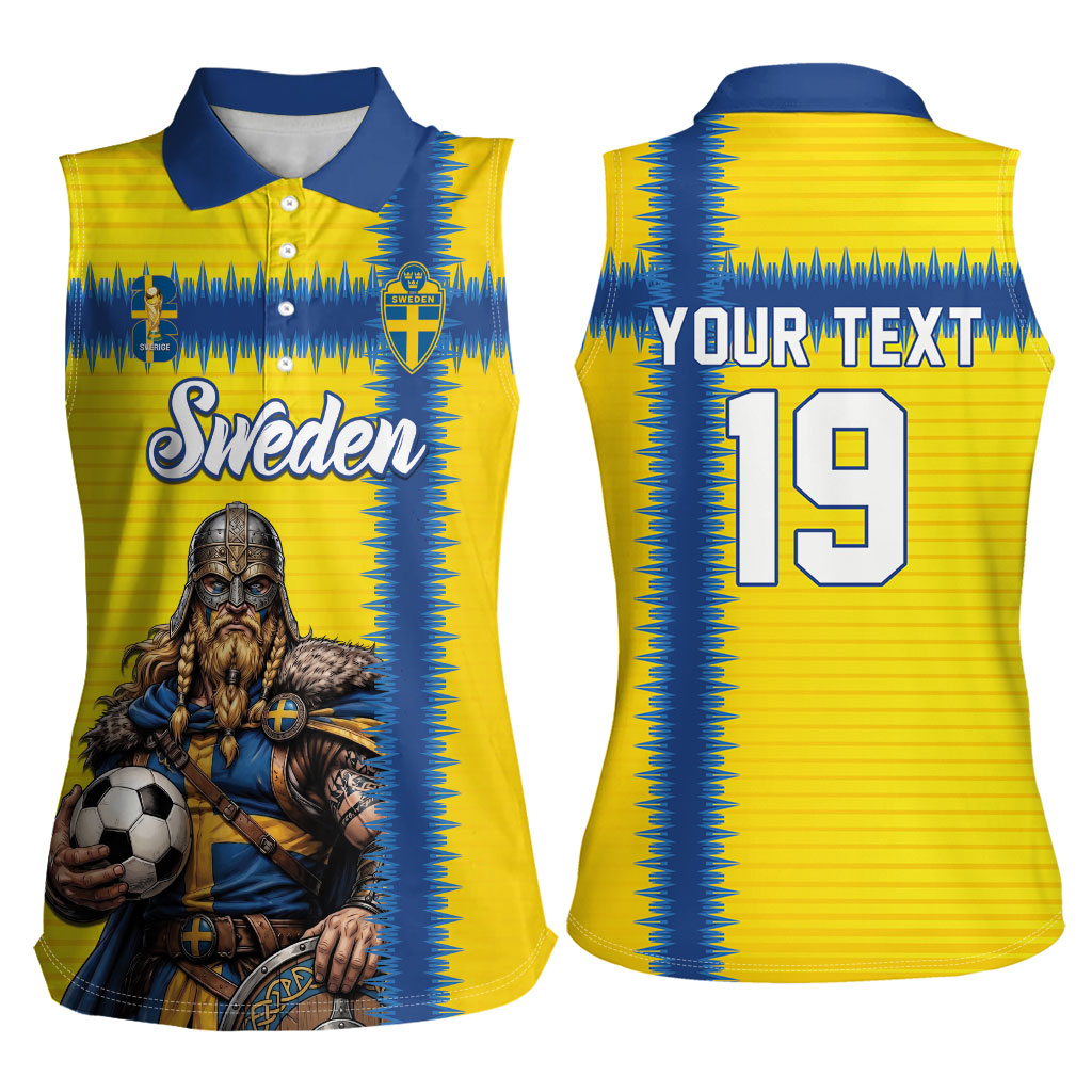 Custom World Football 2026 Sweden Women Sleeveless Polo Shirt Go Blagult Viking Glory