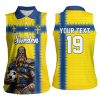 Custom World Football 2026 Sweden Women Sleeveless Polo Shirt Go Blagult Viking Glory