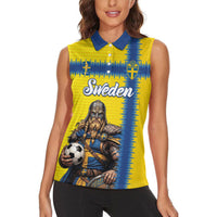 Custom World Football 2026 Sweden Women Sleeveless Polo Shirt Go Blagult Viking Glory